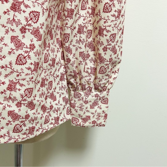 Frontier Classics Ivory Red Puff Sleeve Button Up Western Prairie Blouse Medium - Picture 5 of 14